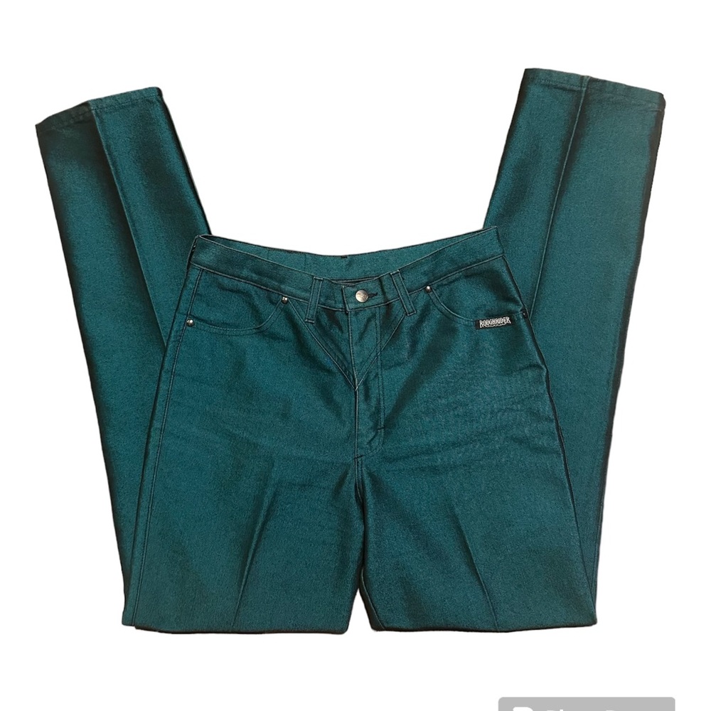 RARE Vintage 90s Metallic Green RoughRider Circle T Bareback Jeans